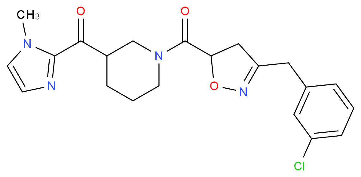 (1-{[3-(3-chlorobenzyl)-4,5-dihydro-5-isoxazolyl]carbonyl}-3-piperidinyl)(1-methyl-1H-imidazol-2-yl)methanone_分子结构_CAS_)