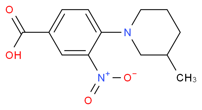 4-(3-methylpiperidin-1-yl)-3-nitrobenzoic acid_分子结构_CAS_380194-19-4