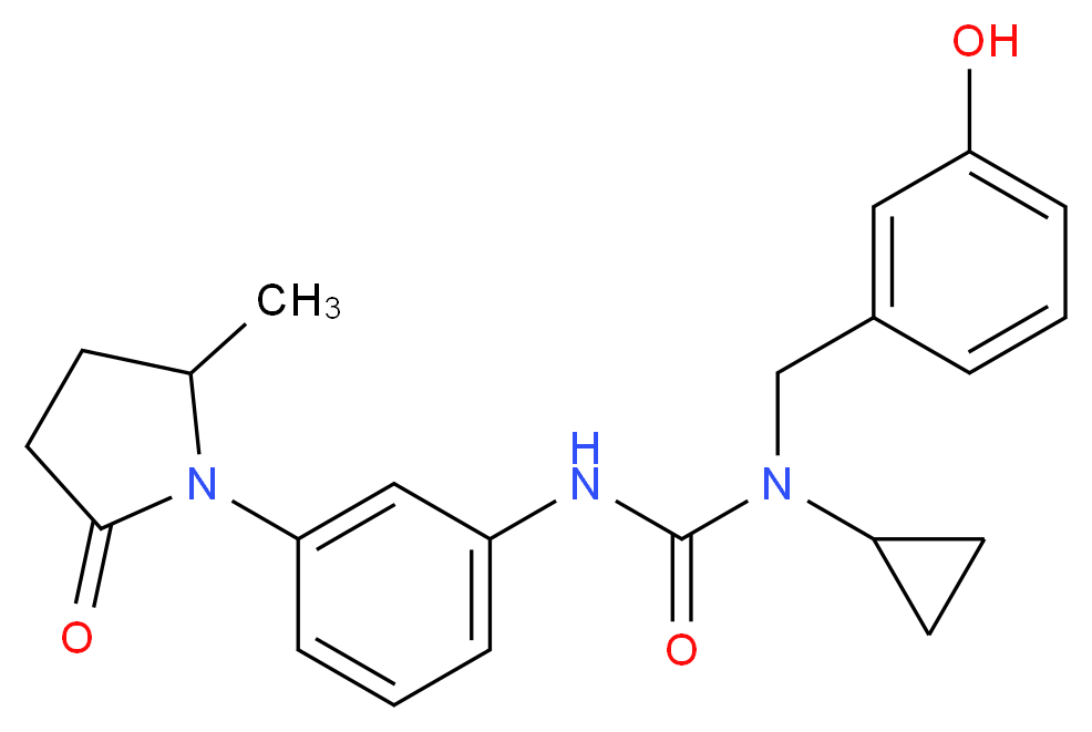 N-cyclopropyl-N-(3-hydroxybenzyl)-N'-[3-(2-methyl-5-oxopyrrolidin-1-yl)phenyl]urea_分子结构_CAS_)