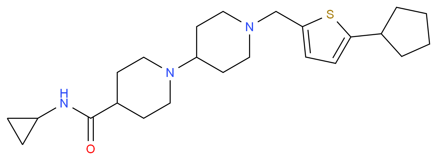 1'-[(5-cyclopentyl-2-thienyl)methyl]-N-cyclopropyl-1,4'-bipiperidine-4-carboxamide_分子结构_CAS_)