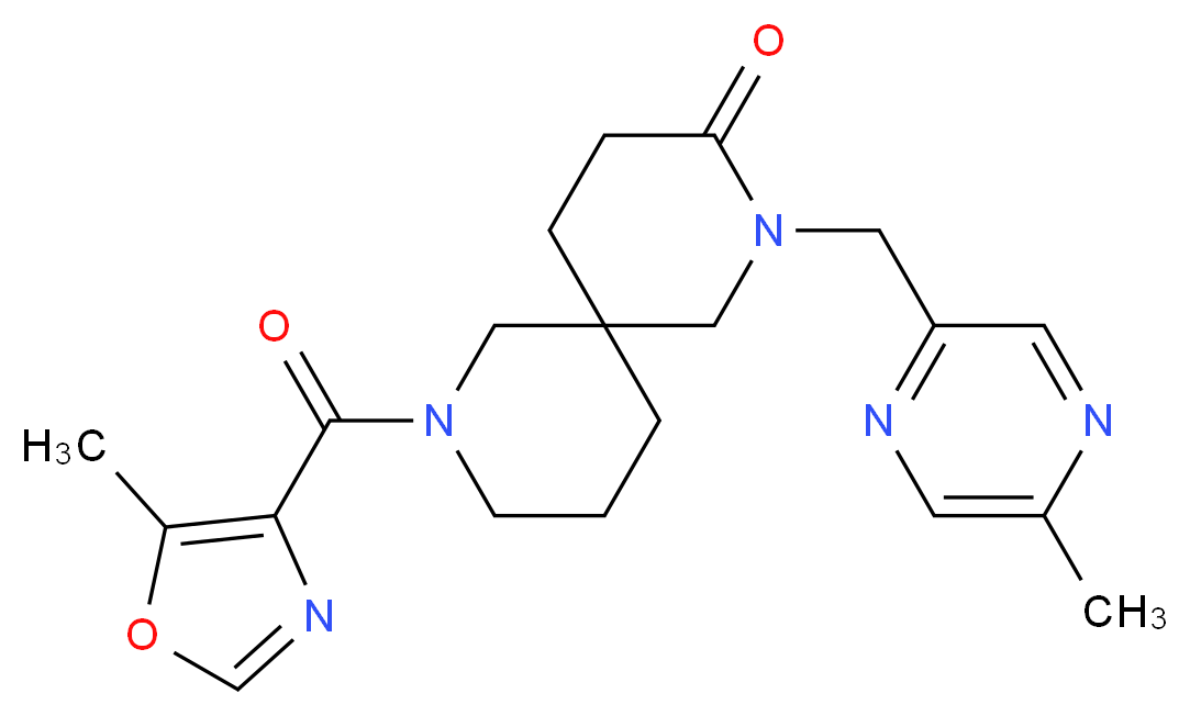 8-[(5-methyl-1,3-oxazol-4-yl)carbonyl]-2-[(5-methylpyrazin-2-yl)methyl]-2,8-diazaspiro[5.5]undecan-3-one_分子结构_CAS_)