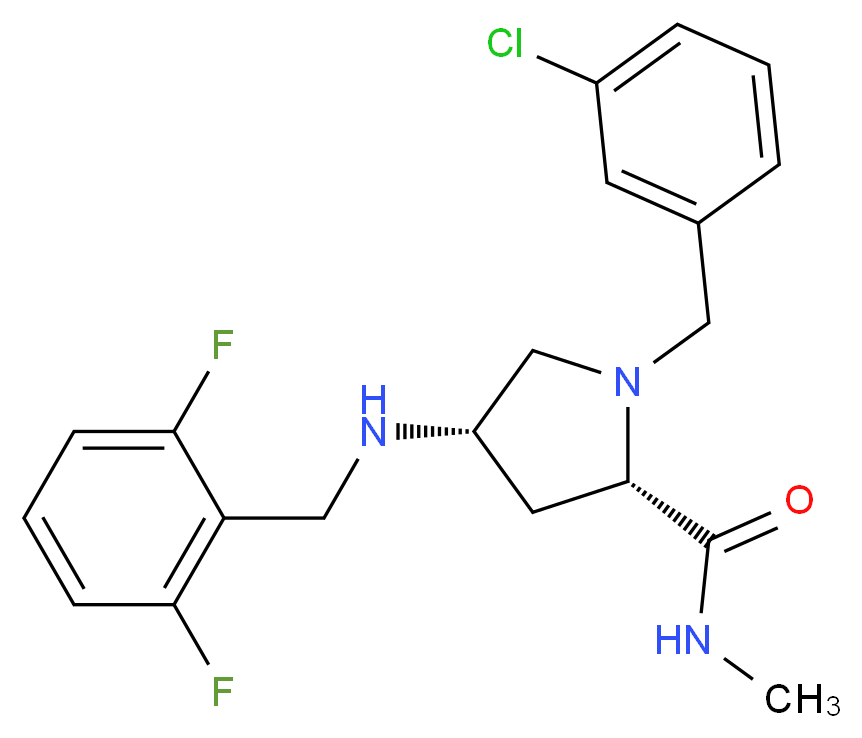 (4S)-1-(3-chlorobenzyl)-4-[(2,6-difluorobenzyl)amino]-N-methyl-L-prolinamide_分子结构_CAS_)