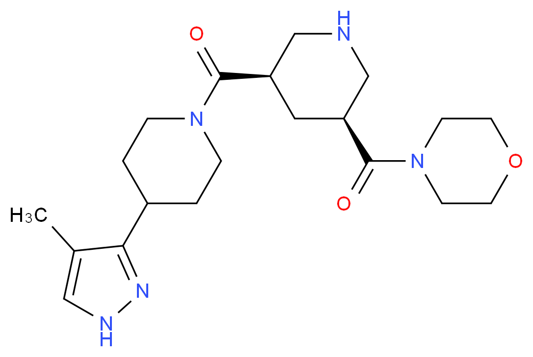 4-[((3S*,5R*)-5-{[4-(4-methyl-1H-pyrazol-3-yl)piperidin-1-yl]carbonyl}piperidin-3-yl)carbonyl]morpholine_分子结构_CAS_)