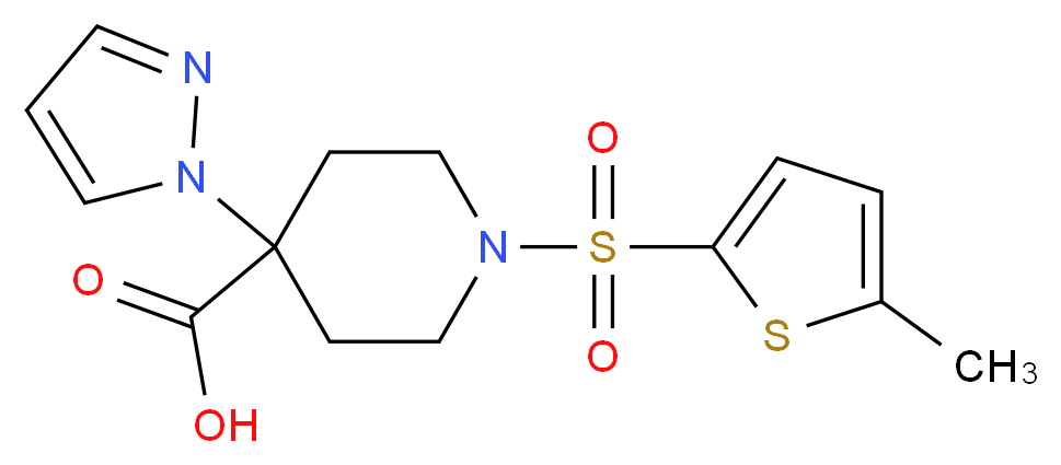 1-[(5-methyl-2-thienyl)sulfonyl]-4-(1H-pyrazol-1-yl)piperidine-4-carboxylic acid_分子结构_CAS_)