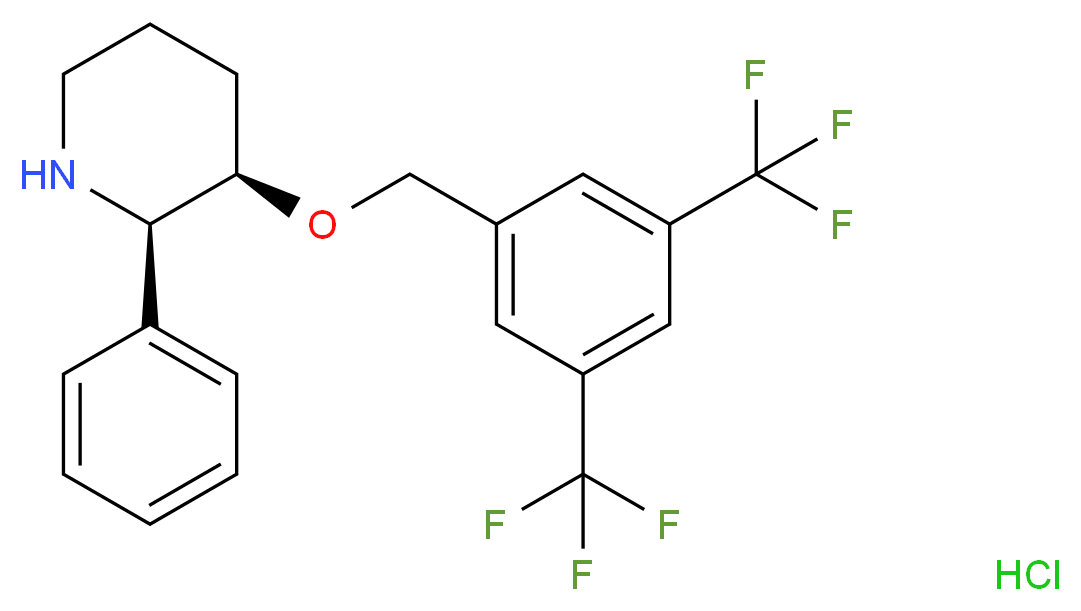 (2R,3R)-3-{[3,5-bis(trifluoromethyl)phenyl]methoxy}-2-phenylpiperidine hydrochloride_分子结构_CAS_148687-76-7