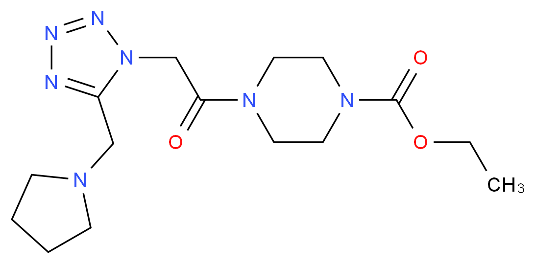 ethyl 4-{[5-(1-pyrrolidinylmethyl)-1H-tetrazol-1-yl]acetyl}-1-piperazinecarboxylate_分子结构_CAS_)