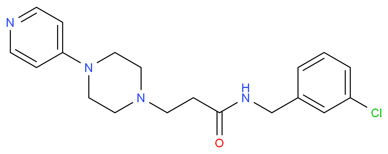 N-(3-chlorobenzyl)-3-(4-pyridin-4-ylpiperazin-1-yl)propanamide_分子结构_CAS_)