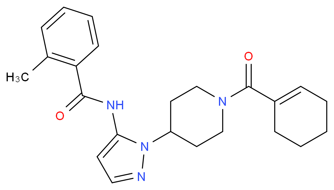 N-{1-[1-(1-cyclohexen-1-ylcarbonyl)-4-piperidinyl]-1H-pyrazol-5-yl}-2-methylbenzamide_分子结构_CAS_)