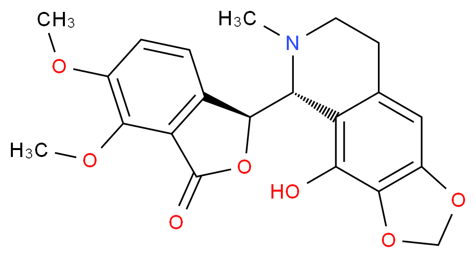 (3S)-3-[(5R)-4-hydroxy-6-methyl-2H,5H,6H,7H,8H-[1,3]dioxolo[4,5-g]isoquinolin-5-yl]-6,7-dimethoxy-1,3-dihydro-2-benzofuran-1-one_分子结构_CAS_521-40-4