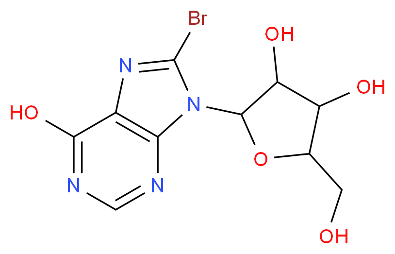 2-(8-bromo-6-hydroxy-9H-purin-9-yl)-5-(hydroxymethyl)oxolane-3,4-diol_分子结构_CAS_55627-73-1