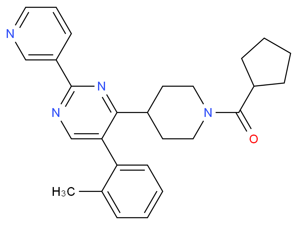 4-[1-(cyclopentylcarbonyl)-4-piperidinyl]-5-(2-methylphenyl)-2-(3-pyridinyl)pyrimidine_分子结构_CAS_)