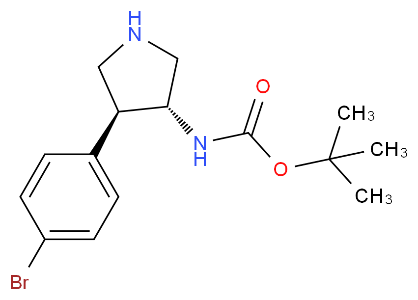 tert-butyl N-[(3R,4S)-4-(4-bromophenyl)pyrrolidin-3-yl]carbamate_分子结构_CAS_1260596-07-3