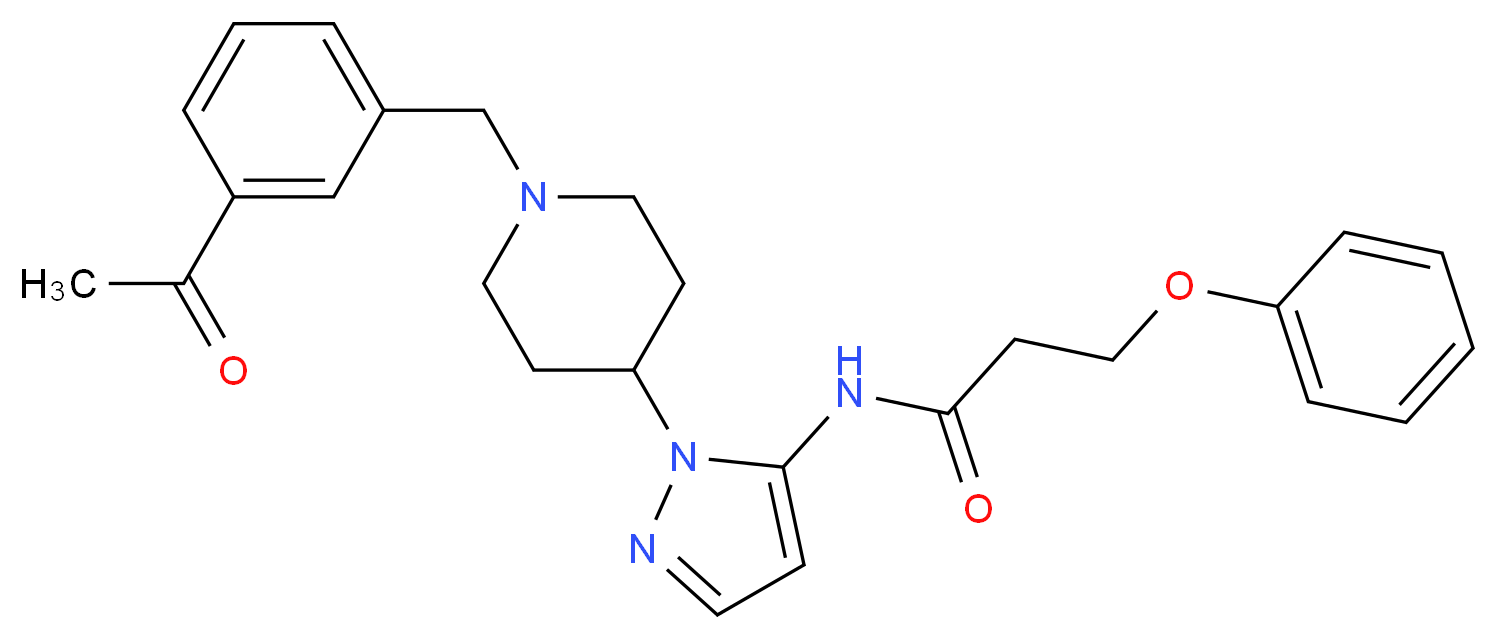 N-{1-[1-(3-acetylbenzyl)-4-piperidinyl]-1H-pyrazol-5-yl}-3-phenoxypropanamide_分子结构_CAS_)