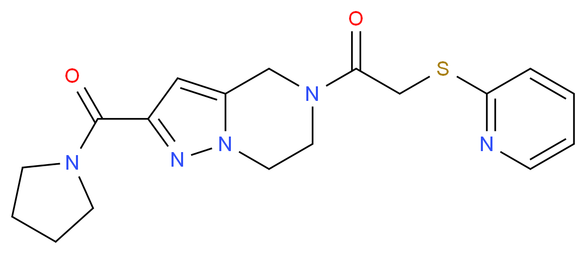 5-[(pyridin-2-ylthio)acetyl]-2-(pyrrolidin-1-ylcarbonyl)-4,5,6,7-tetrahydropyrazolo[1,5-a]pyrazine_分子结构_CAS_)