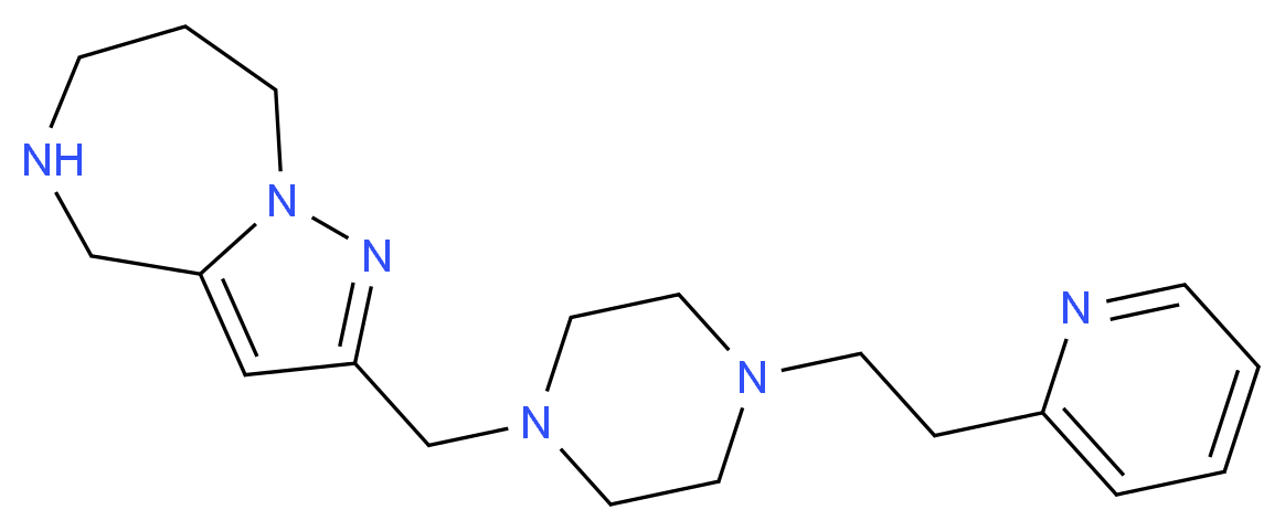 2-({4-[2-(2-pyridinyl)ethyl]-1-piperazinyl}methyl)-5,6,7,8-tetrahydro-4H-pyrazolo[1,5-a][1,4]diazepine_分子结构_CAS_)