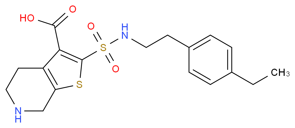 2-({[2-(4-ethylphenyl)ethyl]amino}sulfonyl)-4,5,6,7-tetrahydrothieno[2,3-c]pyridine-3-carboxylic acid_分子结构_CAS_)