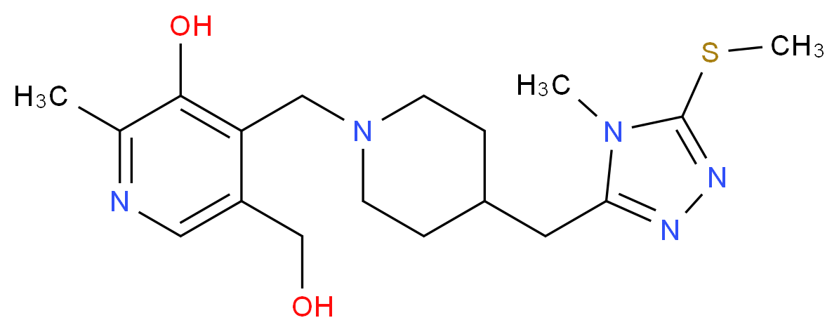 5-(hydroxymethyl)-2-methyl-4-[(4-{[4-methyl-5-(methylthio)-4H-1,2,4-triazol-3-yl]methyl}piperidin-1-yl)methyl]pyridin-3-ol_分子结构_CAS_)