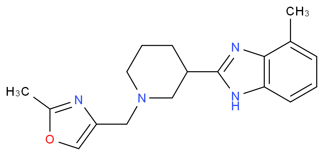 4-methyl-2-{1-[(2-methyl-1,3-oxazol-4-yl)methyl]-3-piperidinyl}-1H-benzimidazole_分子结构_CAS_)