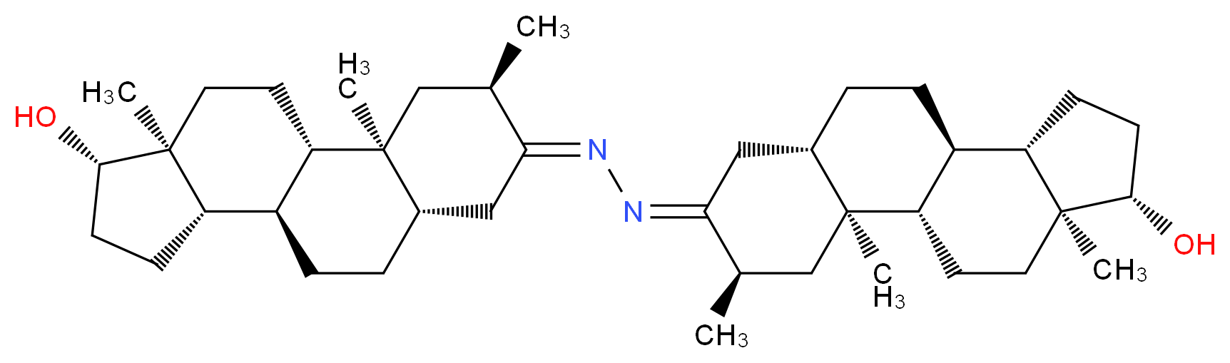 (1S,2S,4R,5E,7S,10R,11S,14S,15S)-5-{2-[(1S,2S,4R,5E,7S,10R,11S,14S,15S)-14-hydroxy-2,4,15-trimethyltetracyclo[8.7.0.0<sup>2</sup>,<sup>7</sup>.0<sup>1</sup><sup>1</sup>,<sup>1</sup><sup>5</sup>]heptadecan-5-ylidene]hydrazin-1-ylidene}-2,4,15-trimethyltetracyclo[8.7.0.0<sup>2</sup>,<sup>7</sup>.0<sup>1</sup><sup>1</sup>,<sup>1</sup><sup>5</sup>]heptadecan-14-ol_分子结构_CAS_4267-81-6