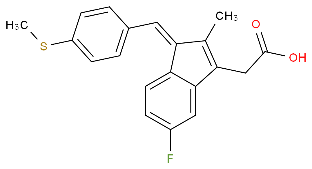 2-[(1Z)-5-fluoro-2-methyl-1-{[4-(methylsulfanyl)phenyl]methylidene}-1H-inden-3-yl]acetic acid_分子结构_CAS_49627-27-2
