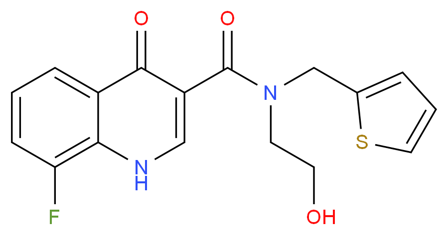 8-fluoro-N-(2-hydroxyethyl)-4-oxo-N-(2-thienylmethyl)-1,4-dihydroquinoline-3-carboxamide_分子结构_CAS_)