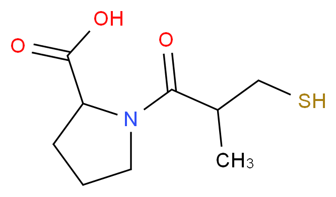 1-(2-methyl-3-sulfanylpropanoyl)pyrrolidine-2-carboxylic acid_分子结构_CAS_62571-86-2