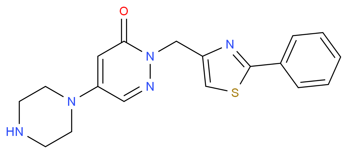 2-[(2-phenyl-1,3-thiazol-4-yl)methyl]-5-(1-piperazinyl)-3(2H)-pyridazinone_分子结构_CAS_)