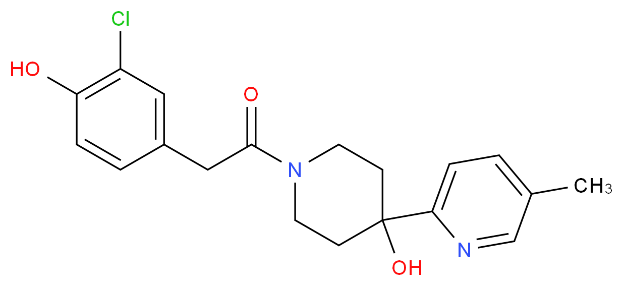 1-[(3-chloro-4-hydroxyphenyl)acetyl]-4-(5-methylpyridin-2-yl)piperidin-4-ol_分子结构_CAS_)