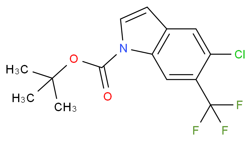 tert-butyl 5-chloro-6-(trifluoromethyl)-1H-indole-1-carboxylate_分子结构_CAS_1209101-50-7