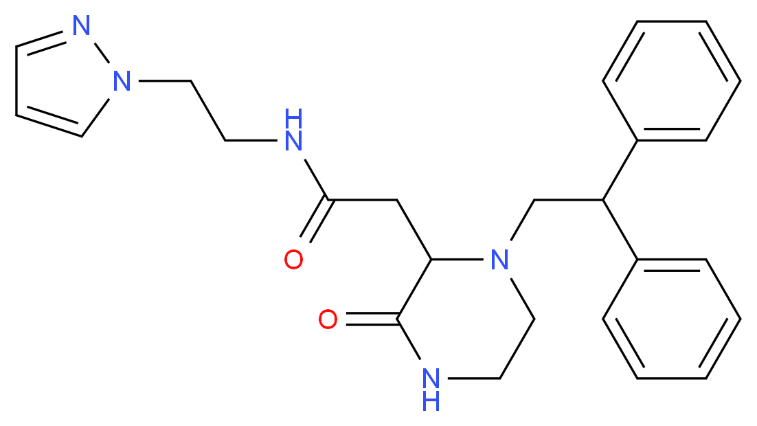 2-[1-(2,2-diphenylethyl)-3-oxo-2-piperazinyl]-N-[2-(1H-pyrazol-1-yl)ethyl]acetamide_分子结构_CAS_)