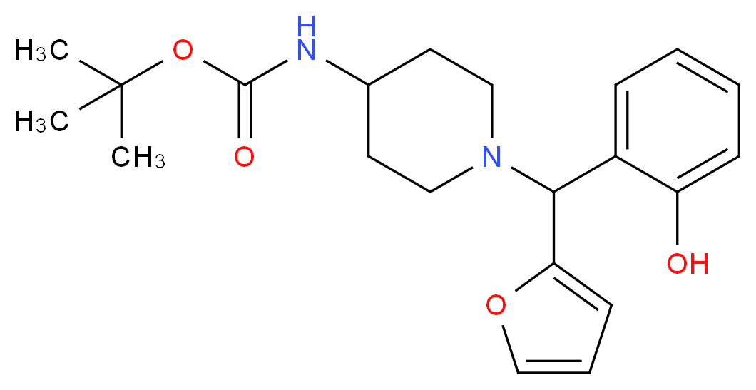 tert-butyl N-{1-[furan-2-yl(2-hydroxyphenyl)methyl]piperidin-4-yl}carbamate_分子结构_CAS_870703-79-0