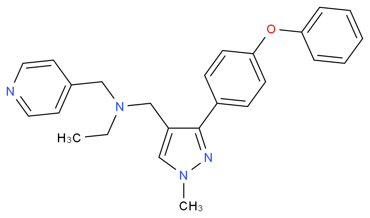 N-{[1-methyl-3-(4-phenoxyphenyl)-1H-pyrazol-4-yl]methyl}-N-(4-pyridinylmethyl)ethanamine_分子结构_CAS_)