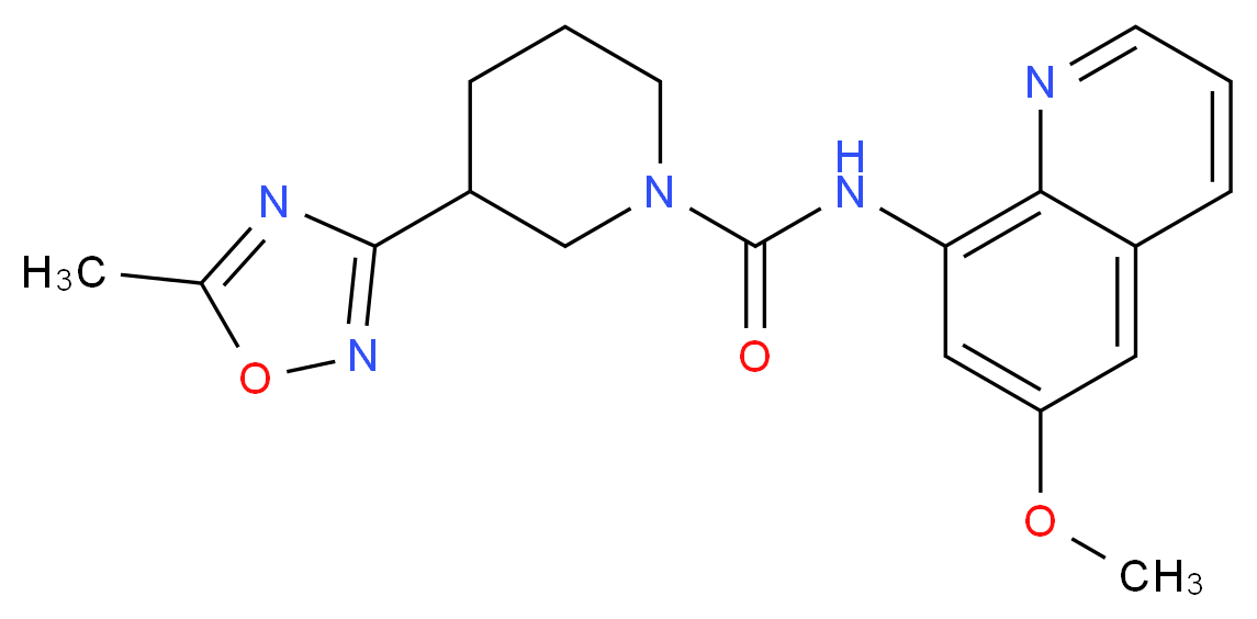 N-(6-methoxyquinolin-8-yl)-3-(5-methyl-1,2,4-oxadiazol-3-yl)piperidine-1-carboxamide_分子结构_CAS_)