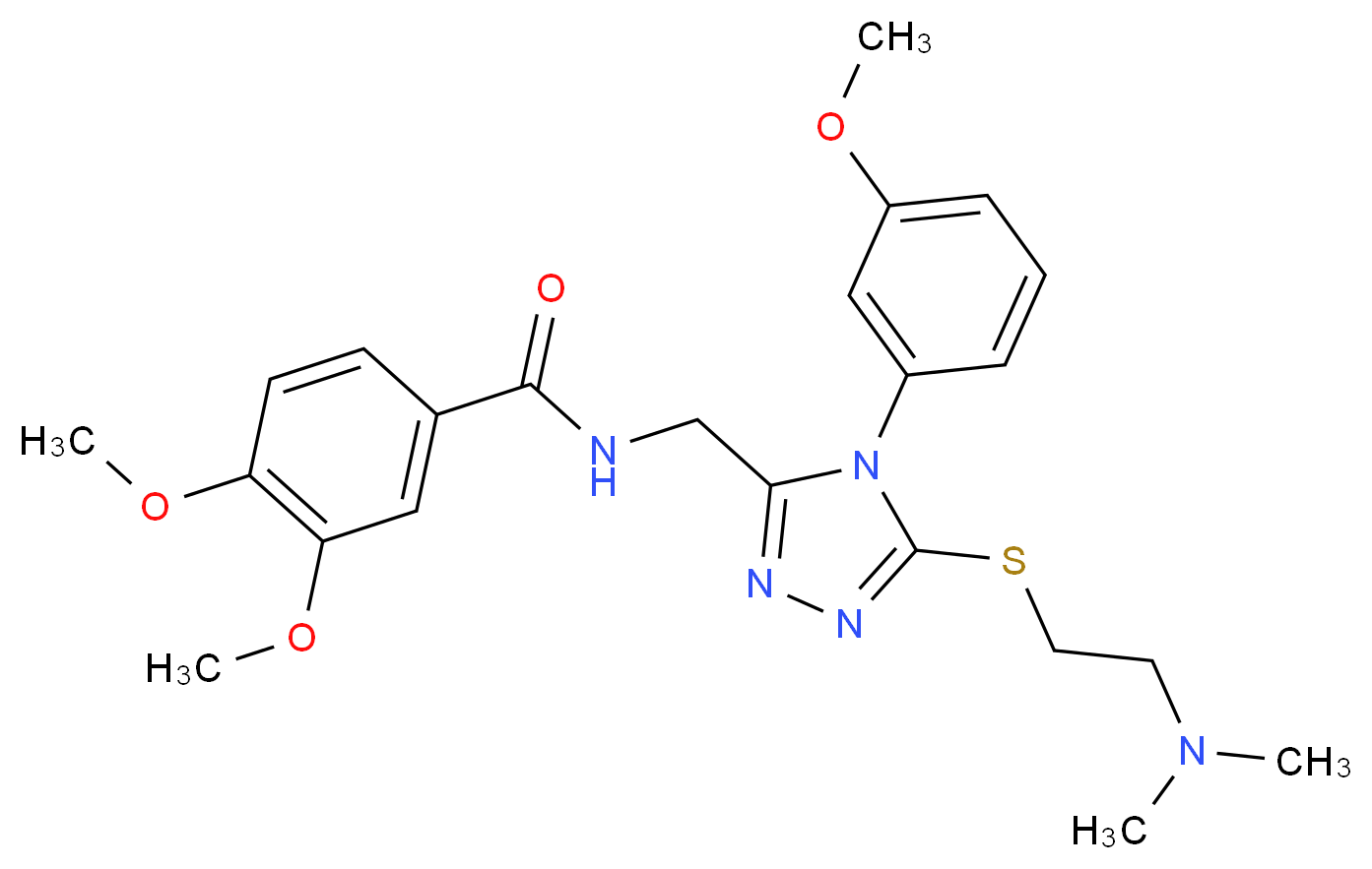 N-{[5-{[2-(dimethylamino)ethyl]thio}-4-(3-methoxyphenyl)-4H-1,2,4-triazol-3-yl]methyl}-3,4-dimethoxybenzamide_分子结构_CAS_)