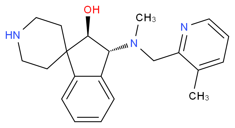 (2R*,3R*)-3-{methyl[(3-methyl-2-pyridinyl)methyl]amino}-2,3-dihydrospiro[indene-1,4'-piperidin]-2-ol_分子结构_CAS_)