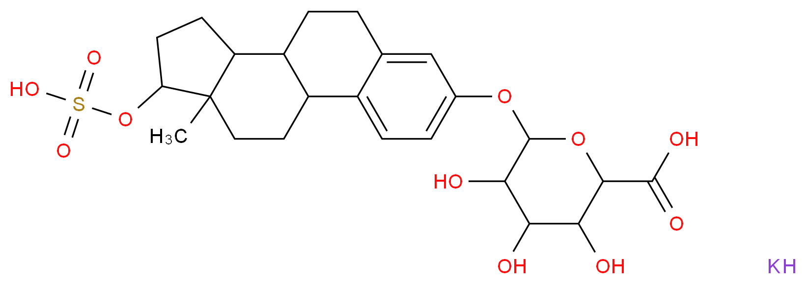 3,4,5-trihydroxy-6-{[15-methyl-14-(sulfooxy)tetracyclo[8.7.0.0<sup>2</sup>,<sup>7</sup>.0<sup>1</sup><sup>1</sup>,<sup>1</sup><sup>5</sup>]heptadeca-2,4,6-trien-5-yl]oxy}oxane-2-carboxylic acid potassium_分子结构_CAS_99156-45-3