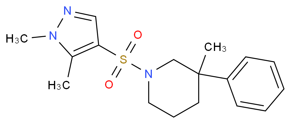 1-[(1,5-dimethyl-1H-pyrazol-4-yl)sulfonyl]-3-methyl-3-phenylpiperidine_分子结构_CAS_)