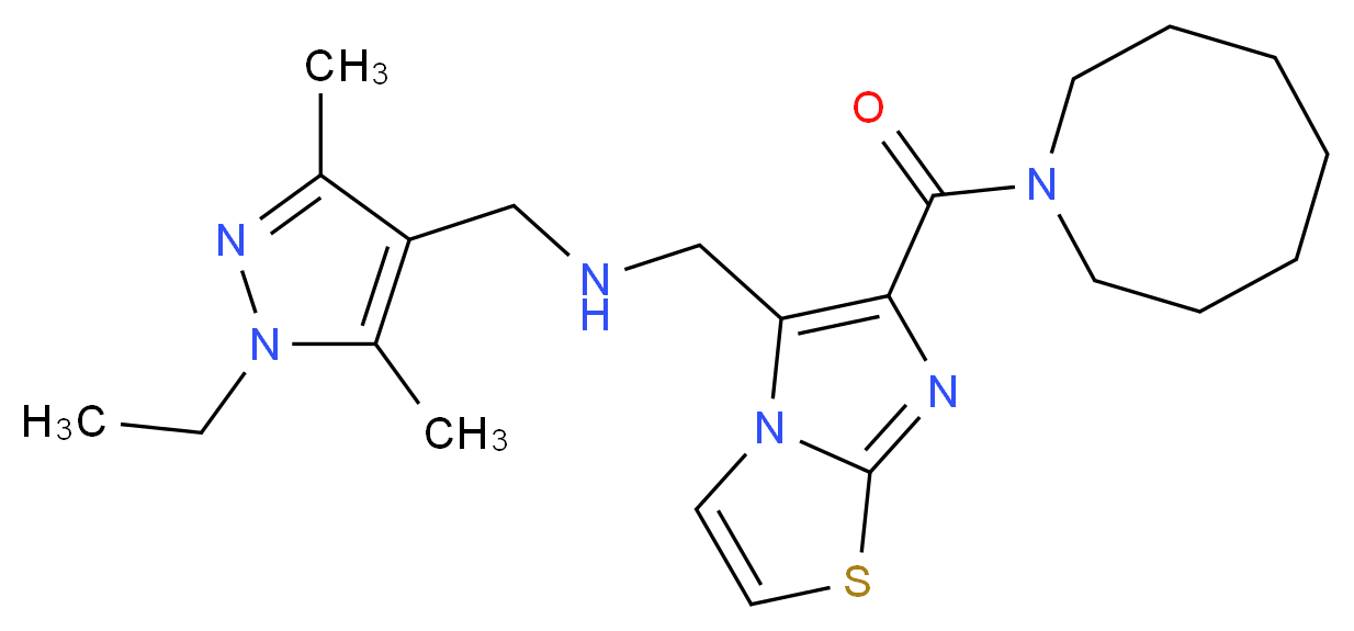 1-[6-(1-azocanylcarbonyl)imidazo[2,1-b][1,3]thiazol-5-yl]-N-[(1-ethyl-3,5-dimethyl-1H-pyrazol-4-yl)methyl]methanamine_分子结构_CAS_)