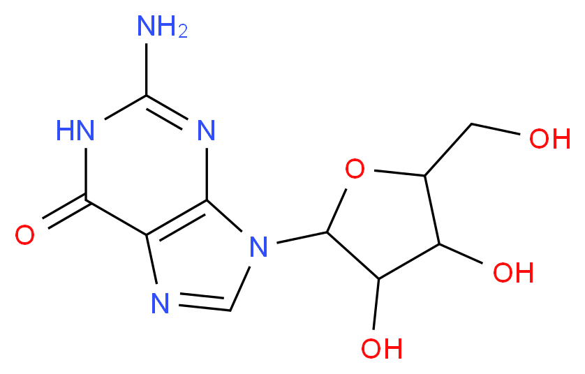 2-amino-9-[3,4-dihydroxy-5-(hydroxymethyl)oxolan-2-yl]-6,9-dihydro-1H-purin-6-one_分子结构_CAS_38819-10-2