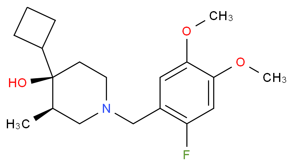 (3R*,4R*)-4-cyclobutyl-1-(2-fluoro-4,5-dimethoxybenzyl)-3-methyl-4-piperidinol_分子结构_CAS_)