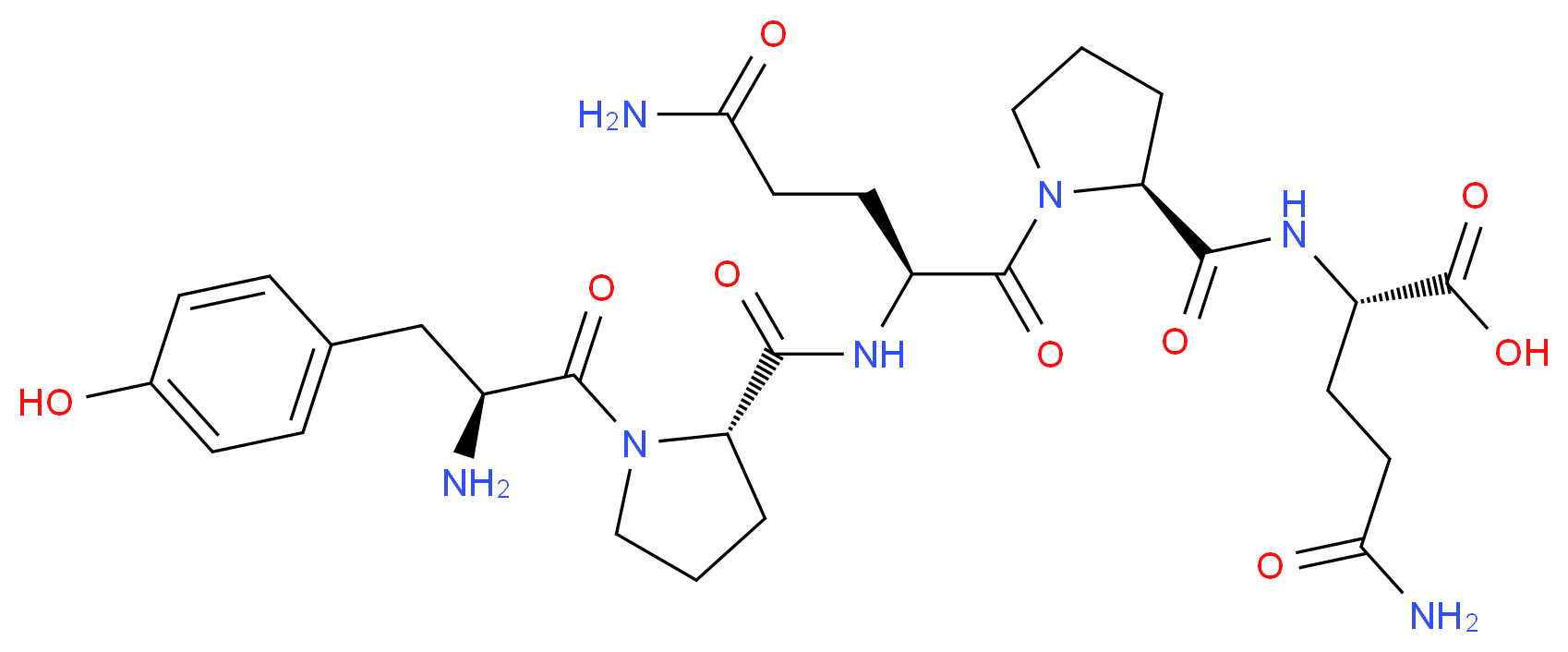 (2S)-2-{[(2S)-1-[(2S)-2-{[(2S)-1-[(2S)-2-amino-3-(4-hydroxyphenyl)propanoyl]pyrrolidin-2-yl]formamido}-4-carbamoylbutanoyl]pyrrolidin-2-yl]formamido}-4-carbamoylbutanoic acid_分子结构_CAS_9007-90-3