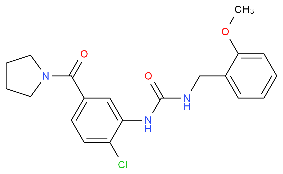 N-[2-chloro-5-(pyrrolidin-1-ylcarbonyl)phenyl]-N'-(2-methoxybenzyl)urea_分子结构_CAS_)