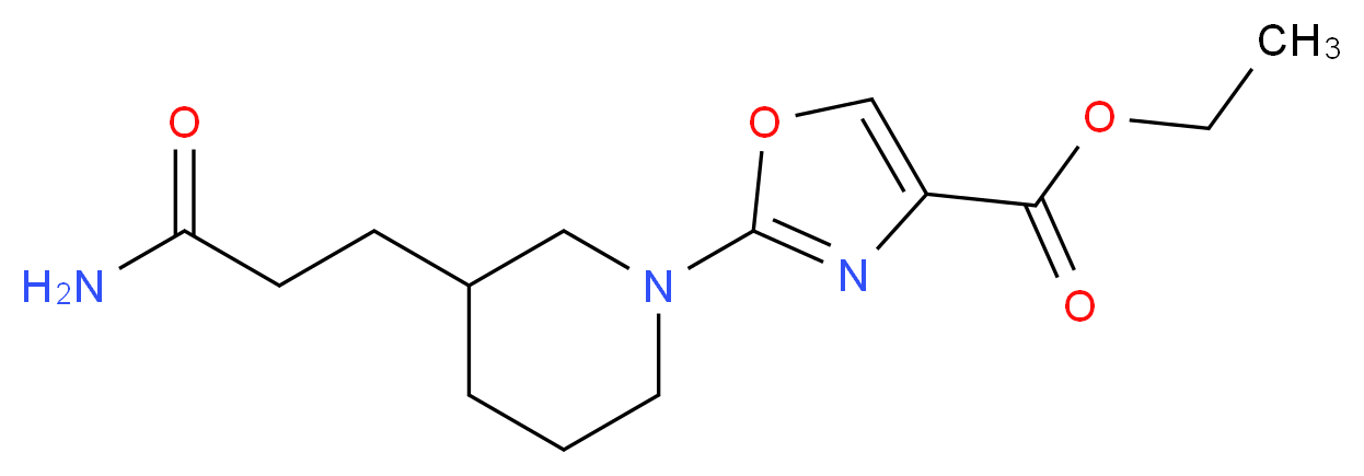 ethyl 2-[3-(3-amino-3-oxopropyl)-1-piperidinyl]-1,3-oxazole-4-carboxylate_分子结构_CAS_)