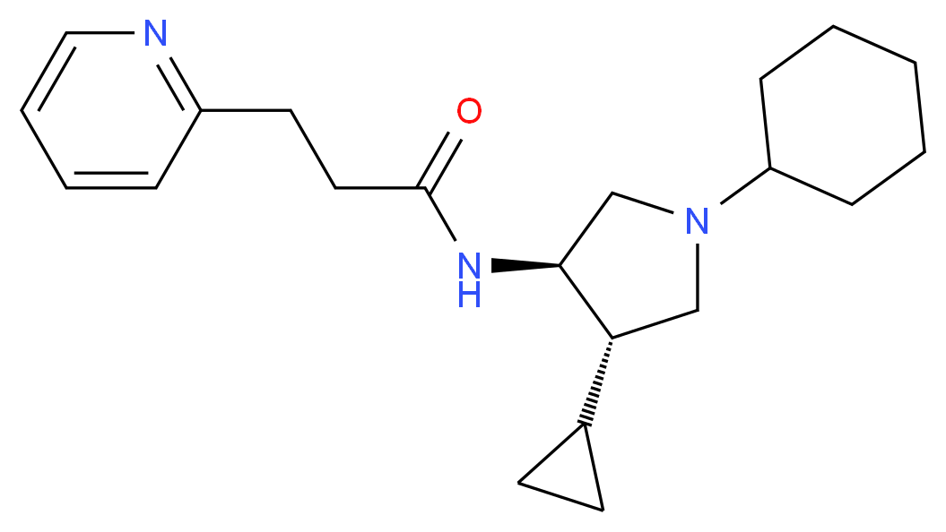 N-[(3R*,4S*)-1-cyclohexyl-4-cyclopropyl-3-pyrrolidinyl]-3-(2-pyridinyl)propanamide_分子结构_CAS_)