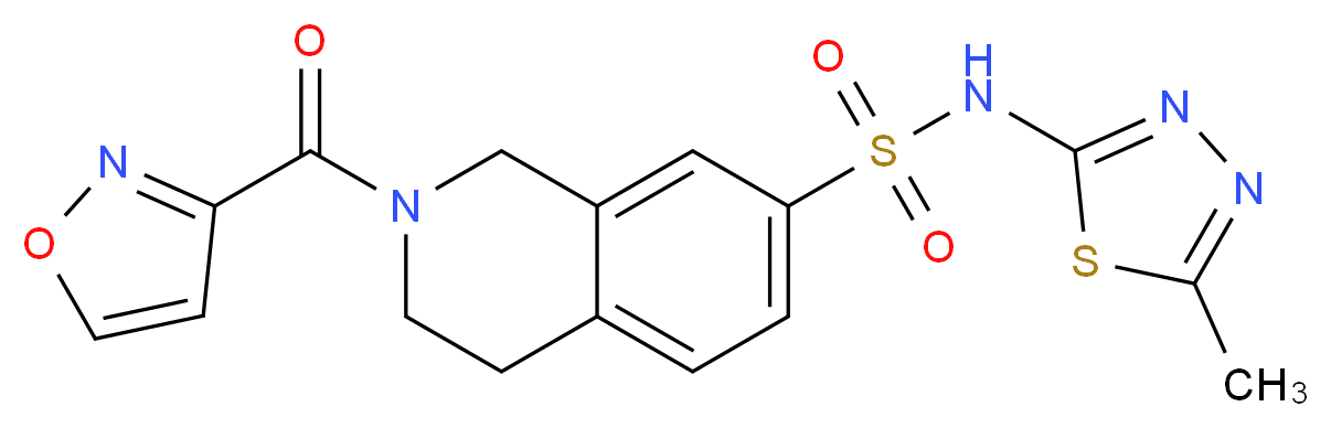 2-(isoxazol-3-ylcarbonyl)-N-(5-methyl-1,3,4-thiadiazol-2-yl)-1,2,3,4-tetrahydroisoquinoline-7-sulfonamide_分子结构_CAS_)
