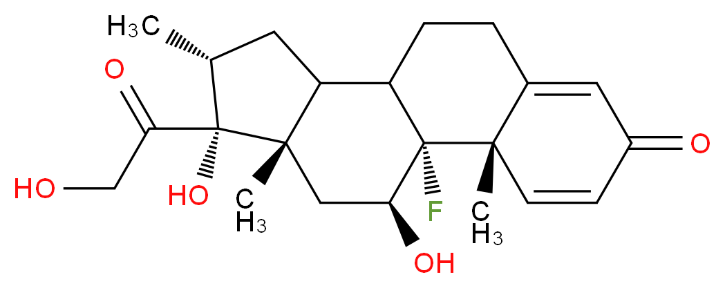 (1R,2S,13R,14R,15S,17S)-1-fluoro-14,17-dihydroxy-14-(2-hydroxyacetyl)-2,13,15-trimethyltetracyclo[8.7.0.0<sup>2</sup>,<sup>7</sup>.0<sup>1</sup><sup>1</sup>,<sup>1</sup><sup>5</sup>]heptadeca-3,6-dien-5-one_分子结构_CAS_50-02-2