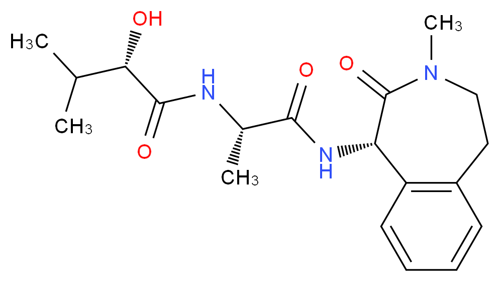 (2S)-2-hydroxy-3-methyl-N-[(1S)-1-{[(1S)-3-methyl-2-oxo-2,3,4,5-tetrahydro-1H-3-benzazepin-1-yl]carbamoyl}ethyl]butanamide_分子结构_CAS_425386-60-3