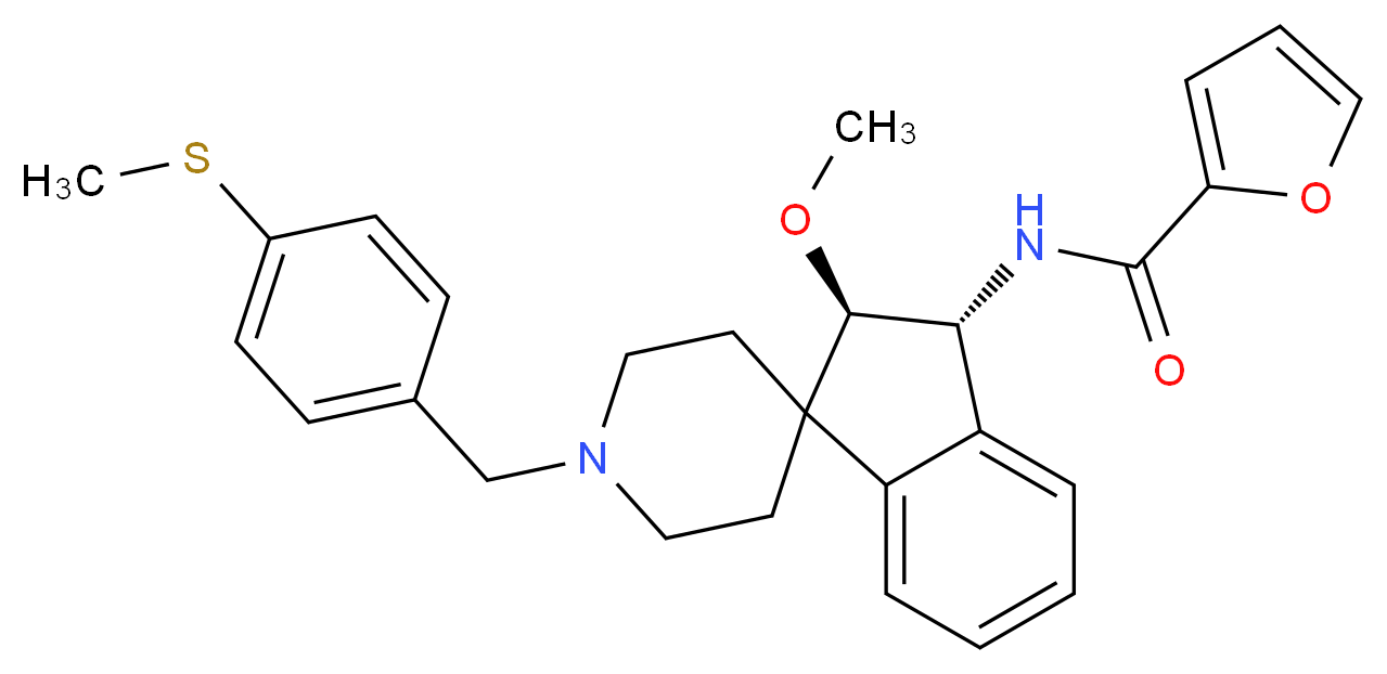 N-{(2R*,3R*)-2-methoxy-1'-[4-(methylthio)benzyl]-2,3-dihydrospiro[indene-1,4'-piperidin]-3-yl}-2-furamide_分子结构_CAS_)