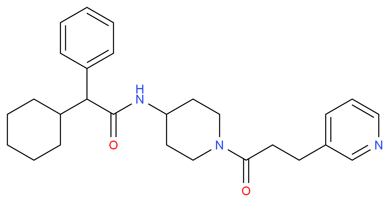 2-cyclohexyl-2-phenyl-N-{1-[3-(pyridin-3-yl)propanoyl]piperidin-4-yl}acetamide_分子结构_CAS_944997-60-8