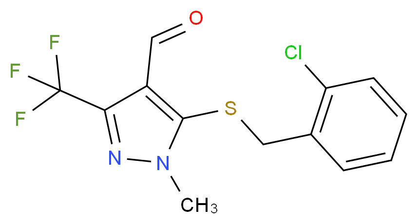 5-(2-Chlorobenzylthio)-1-methyl-3-(trifluoromethyl)-1H-pyrazole-4-carboxaldehyde 97%_分子结构_CAS_)